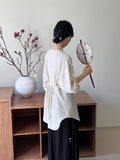 Kukombo wants this breathable feeling~ Linen waist shirt women's three-quarter lantern sleeve commuter shirt 6000