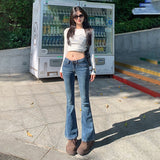 2000s fashion American Hot Girl Slim-Fit Stretch Skinny Jeans Women's Personality All-Match Low Waist Narrow Flared Pants 2024 New