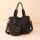 2000s fashion Retro Large Capacity Bag Women's Bag New Fashion Washed Leather Mother Bag Casual Shoulder Messenger Bag