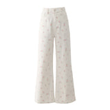 YC&Original new retro floral loose wide-leg pants high waist slim all-match mopping small fresh jeans