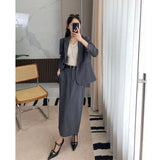 buisnesscore outfit women Th Home Light Luxury! Three-Dimensional Cut Wool Blended Slim Fit Slimming One Button Suit Jacket Skirt Suit Women