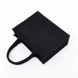 Kukombo S/M/L Black Jute Tote Bags DIY Blank Grocery Handbag for Women Burlap Handbag Large Capacity Travel Organizer with Handle