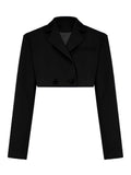 Kukombo Black Blazer Sets 2023 Fashion Two Piece Cropped Blazer Jacket Coat And Mini Skirts Sets For Women Casual Suit Streetwear