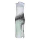 Kukombo Asymmetrical Side Split Tie Dye Long Dress