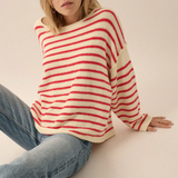 Kukombo Casual Women Oversized Striped Sweater Color Block Knit Long Sleeve Sweatshirt Loose Pullover Y2K Preppy Jumper