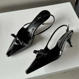 Kukombo Fashion Pointed Toe Pumps Sandals Elegant Woman Slingbacks Buckle Strap Thin Heels Female Wedding Party Mules Shoes