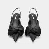 Kukombo 2024 Fashion Shoes Female One Pedal Women's Pumps Summer Pointed Toe Bow Tie Sexy Dress Party Shoes Ladies Shallow Chunky Heels