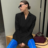 Kukombo Fall Fashion Sexy Backless Blazers Coat For Women Slim Elegant Long Sleeve Blazers Solid Lapel Female Streetwear Suits