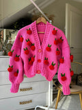 Kukombo Women Knit Cardigan Long Sleeve Flowers Button Closure Fall Casual Jacket Sweater