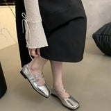 Kukombo Designer Spring Women Mary Jane Shoes Fashion Square Toe Ladies Comfort Soft Sole Flats Women's Comfort Ballerinas Shoes