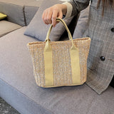 Kukombo Women Casual Rattan Handbags Fashion Summer Beach Straw Bag Wicker Woven Shoulder Bags Large Capacity Tote Travel Bag