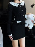 Black Knitting Y2k Mini Dress Women Slim Vintage Short Party Dress Elegant One Piece Dress Korean Fashion 2023 Autumn Design