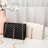 Kukombo Fashion Tassel Flap Crossbody Bags V Pattern Mini Chain Shoulder Bag for Women Pu Leather White/Black Casual Travel Square Bag