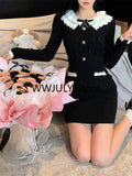Black Knitting Y2k Mini Dress Women Slim Vintage Short Party Dress Elegant One Piece Dress Korean Fashion 2023 Autumn Design