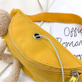 Kukombo Cute Bear Waist Bag Canvas Belt Bags Designer Crossbody Chest Bag Solid Color Female Fanny Pack Banana Hip Purse for Women