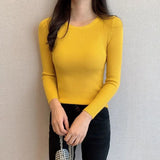 Kukombo 2025 Basic O-Neck Slim Fit Pullover for Women Spring Autumn Long Sleeve Knitted Sweaters Woman Solid Wild Women's Jumper