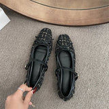 Kukombo Elegant Loafers Shoes 2024 Spring Women Buckle Soft Sole Single Shoes Women Fashion Round Toe Granny Flats Shoes