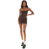 Kukombo  Women Y2k Sheer Lace Dress Spaghetti Strap Low Cut Bodycon Mini Dress See Through Short Cami Dress Clubwear