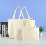 Kukombo Large Capacity Canvas Shoulder Handbag Folding Eco-Friendly Cotton Tote Bags Reusable DIY Shoulder Bag Grocery Bag Beige White