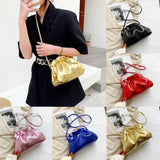 Kukombo Luxury Gold Cloud Bag for Women Leather Hobos Retro Cloud Crossbody Bag Small Phone Bag Design Clutch Clip Bag Female Bolsa