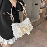 Kukombo Fashion Women Shoulder Bag Lovely Bow Tote Handbags Casual Under Arm Bags Female Armpit Bag Black White Girls Tote Purse Bag