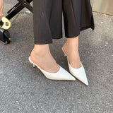 Kukombo 2024 Spring New Brand Women Slipper Pointed Toe Slip On Ladies Mules Thin Low Heel Outdoor Dress Sandal Shoes