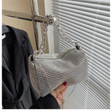 Kukombo Fashion Glitter Evening Bag Elegant Women Trend Luxury Shiny Handbag Dinner Party Wedding Purse Shoulder Underarm Bag