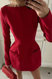 Kukombo Elegant Long Sleeve Bodycon Mini Dress