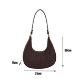 Kukombo Casual Shoulder Bags Women Felt Stone Pattern Underarm Bag Fashion Exquisite Crescent Saddle Bags Ladies Advanced Armpit Bag