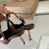 Kukombo Street Style Sexy Pointed Toe Metal Buckle Strap Women Pumps Stripper Sandals  Slingback High Heels Female Shoes