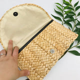 Kukombo Fashion Corn Husk Handmade Women's Straw Bag Summer New Envelope Wallet Multi-color Beach Holiday Woven Bag Female Coin Purses