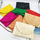 Kukombo Fashion Corn Husk Handmade Women's Straw Bag Summer New Envelope Wallet Multi-color Beach Holiday Woven Bag Female Coin Purses