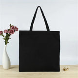 Kukombo Black Canvas Tote Cotton Bags Large Capacity Handbag Folding Cosmetic Bag Student Shoulder Bags Canvas Shopping Bag