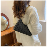 Kukombo Women's Diamond Pattern Shoulder Bag PU Leather Solid Color Niche Chain Handbag Fashion Females Underarm Shopping Bag