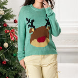 Kukombo Women's y2K Christmas Sweaters Classic Reindeer/Snowman/Santa Print Long Sleeve Round Neck Knit Jumper Tops