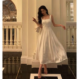 Kukombo nye outfits party outfit Sexy A line Square Neckline White Satin Prom Dresses Birthday Outfits Evening Gown SD1003