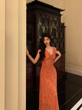 Kukombo nye outfits party outfit Classy A line V neckline Orange Chiffon Long Prom Dresses Birthday Outfits Evening Gown SD1011