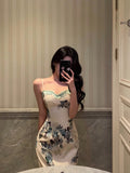 Kukombo nye outfits party outfit Classy Sheath Spaghetti Straps Floral Prom Dresses Birthday Outfits Evening Gown SD1083