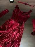 Kukombo Sexy Mermaid Spaghetti Straps Burgundy Christmas Dress Velvet Prom Dresses Birthday Outfits