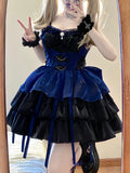 Kukombo Chic Ball Gown Straps Royal Blue Organza Short Lolita Dresses Party Dress Birthday Outfits