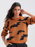 Kukombo Long Sleeve Sweater Women Cute Halloween Printed Graphic Sweater Casual Loose Basic Pullover Warm Knittwear Tops