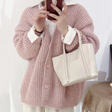 Kukombo V Neck Women's Oversize Cardigan Korean Fashion Long Sleeve Sweater Jacket Women Solid Single Breasted Chic Cardigans