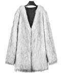 Kukombo 2024 Winter Women's Luxury Faux Fur Coat Jacket Open Front Long Sleeve Winter Warm Coats Overcoat Outwear