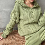 Kukombo Knitted Hoodies Sweater Women Loose Long Sleeve Autumn Pullover Woman Street Casual 2023 Baggy Coat Female Winter Clothes