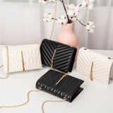 Kukombo Fashion Tassel Flap Crossbody Bags V Pattern Mini Chain Shoulder Bag for Women Pu Leather White/Black Casual Travel Square Bag