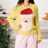 Kukombo Women's y2K Christmas Sweaters Classic Reindeer/Snowman/Santa Print Long Sleeve Round Neck Knit Jumper Tops