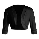 Kukombo Women's 3/4 Sleeve Cropped Bolero Cardigans Sweaters Jackets Open Front Short Shrugs Cover Up Streetwear