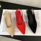 Kukombo Pointed Toe Fashion Flats Sandals Women Shoes 2024 New Summer Brand Dress Party Suede Slides Slingbacks Shallow Mujer Zapatillas