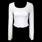 Kukombo White Sexys Long Sleeve Top Women Y2k Knit T-shirt Korean Fashion Woman Clothing Harajuku Aesthetic Backless Luxury Tshirts 2023