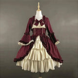 Neck Waist Spliced Bow Dress Strawberry Lolita Medieval Retro Gothic Court Lolita Dress Square